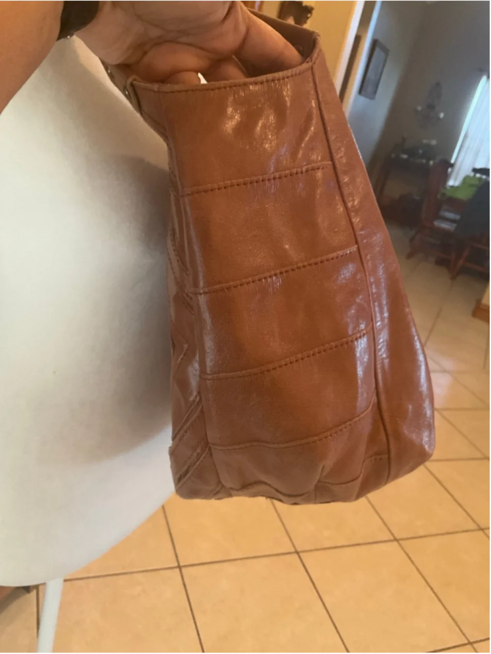 The Sak Brown Leather Patchwork Shoulder Bag Boho Hobo Purse - Picture 6 of 10